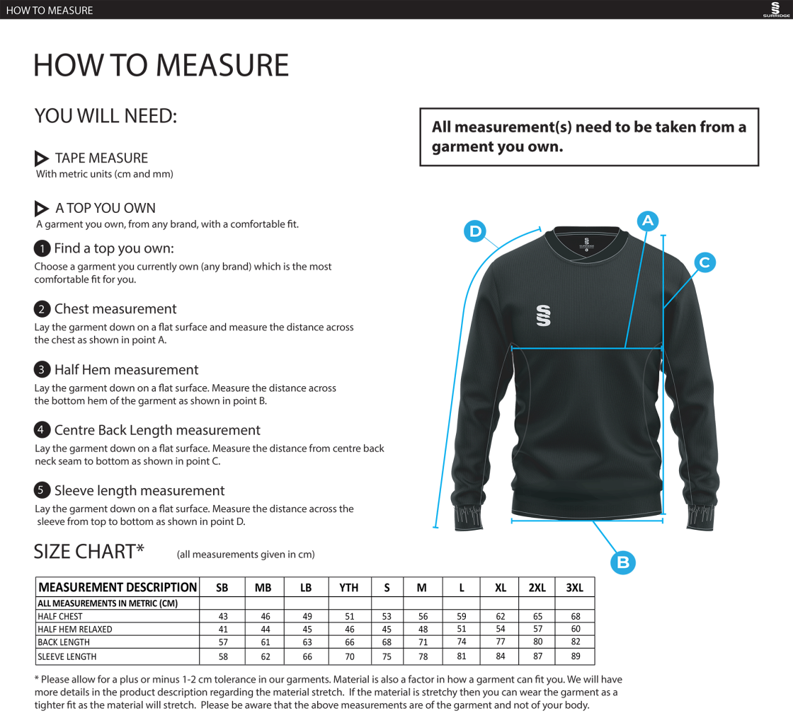 Team Greenwich - Run Out Top - Navy/Amber - Unisex Fit - Size Guide