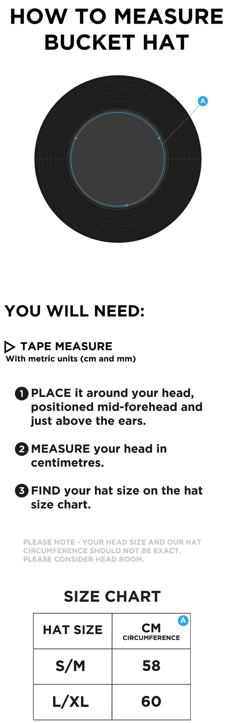 Team Greenwich - Dual Bucket Hat - Size Guide