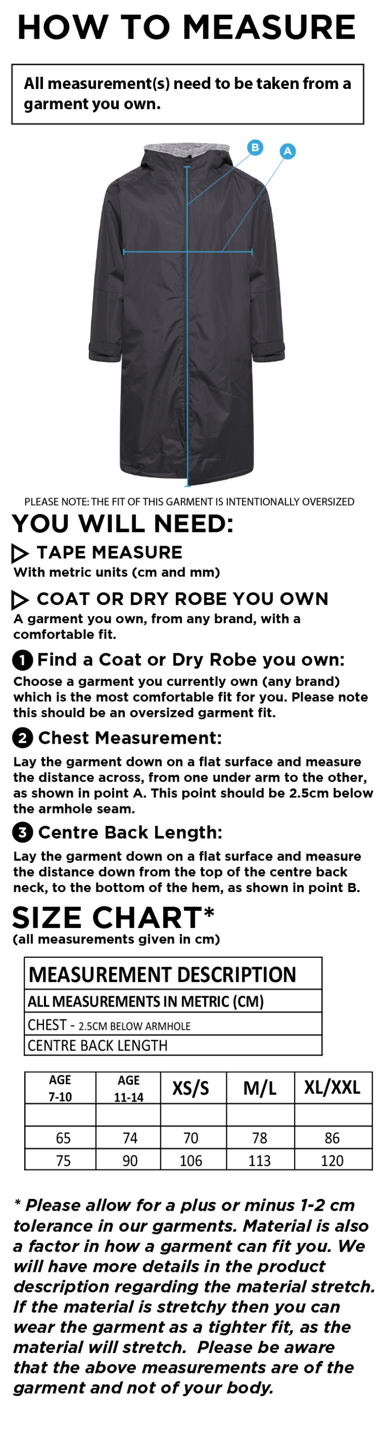 Team Greenwich - Active Thermal Fleece Robe - Unisex Fit - Size Guide