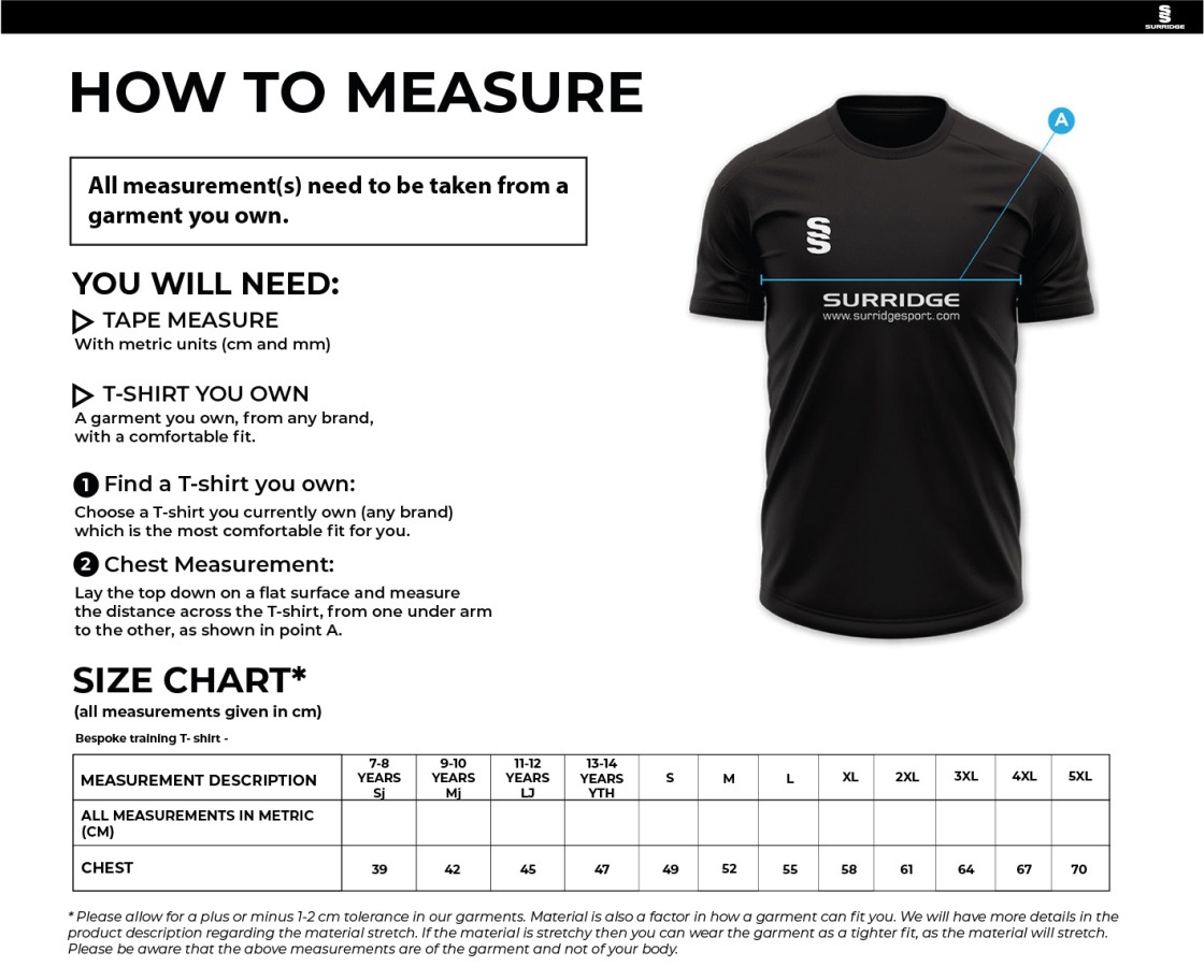 Team Greenwich - Impact T-Shirt - Unisex Fit - Size Guide