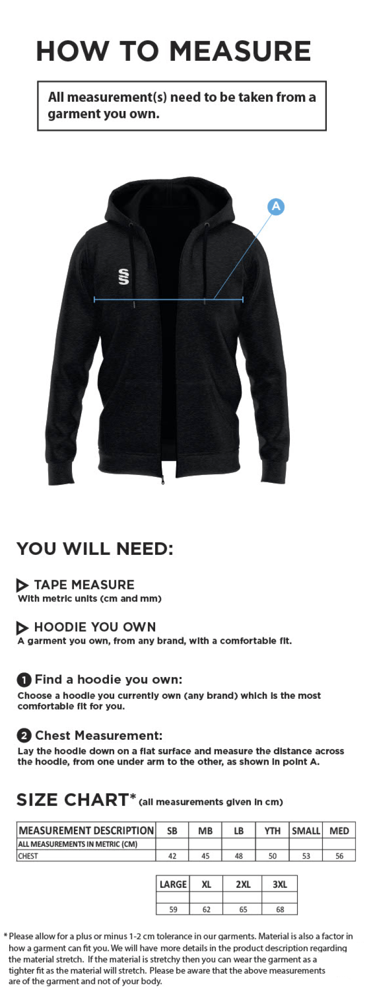 Team Greenwich - Zip hoodie - Size Guide