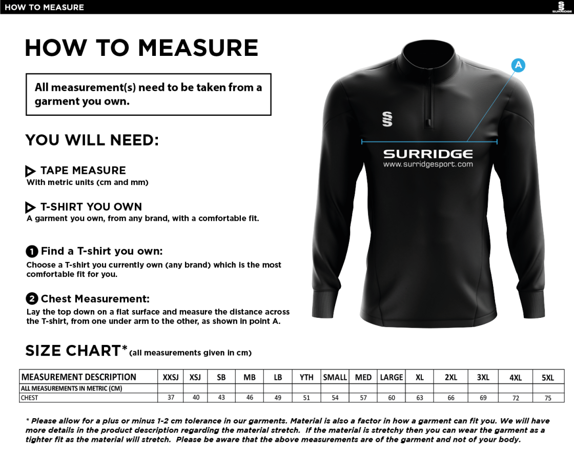 Team Greenwich - Performance Top - Size Guide