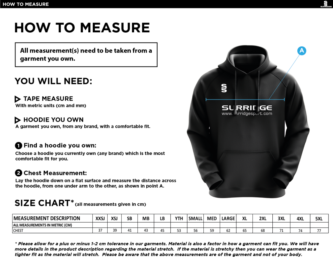 Team Greenwich - Fuse Hoody - Staff Kit - Size Guide