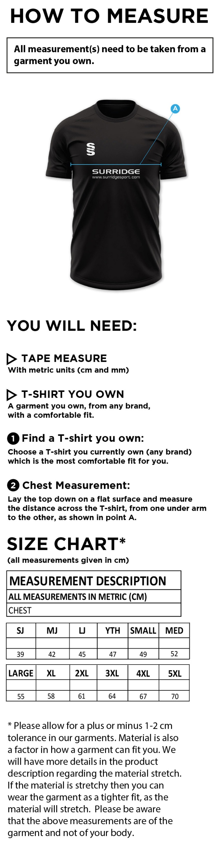 Team Greenwich - Impact T-Shirt - Unisex Fit - Size Guide