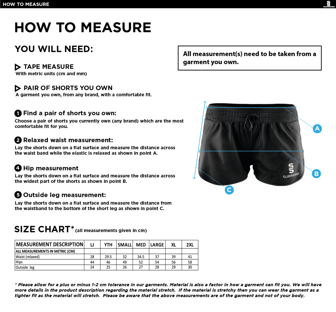 Team Greenwich - Dual Active Short - Women's Fit - Size Guide
