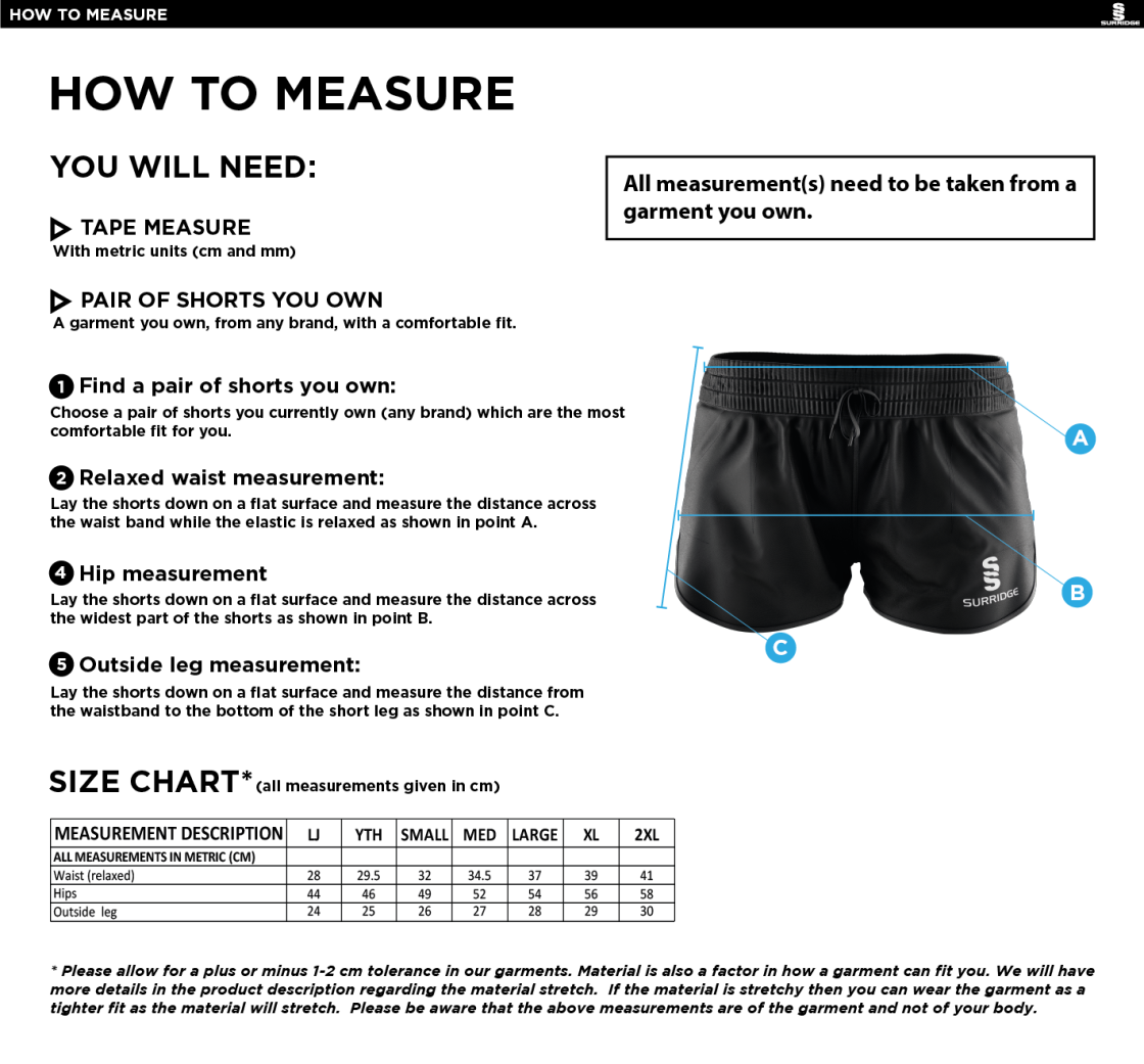 Team Greenwich - Women's Dual Active Short - Size Guide