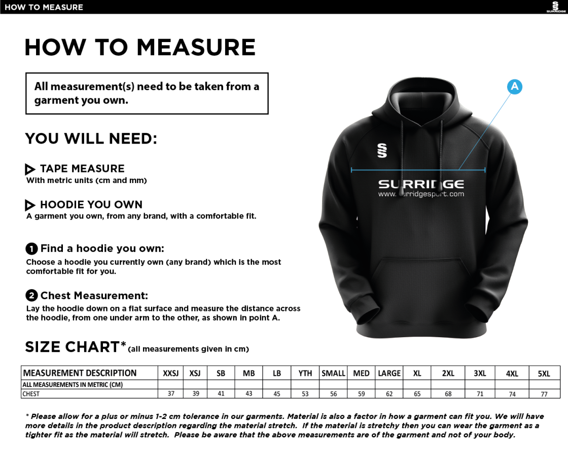 Team Greenwich - Overhead Hoodie - Size Guide