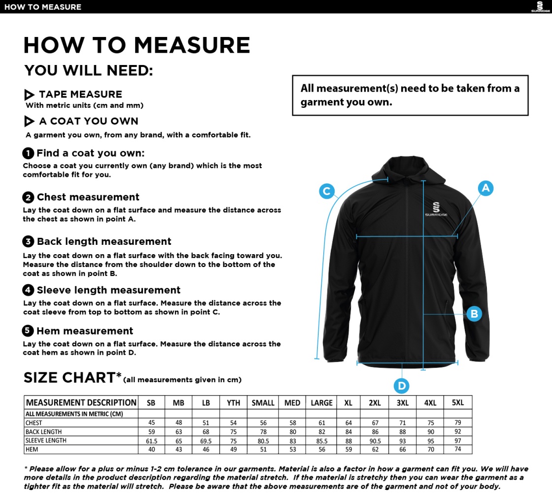 Team Greenwich - Dual Full Zip Training Jacket - Unisex Fit - Size Guide