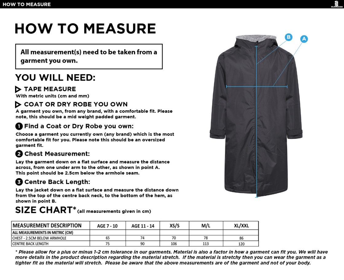 Team Greenwich - Active Thermal Fleece Robe - Unisex Fit - Size Guide