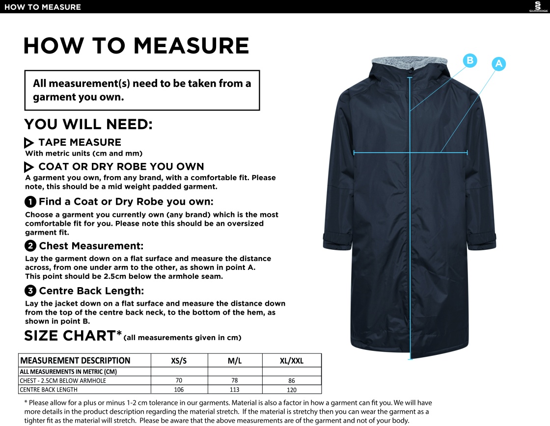 Team Greenwich - Active Thermal Fleece Robe - Unisex Fit - Size Guide